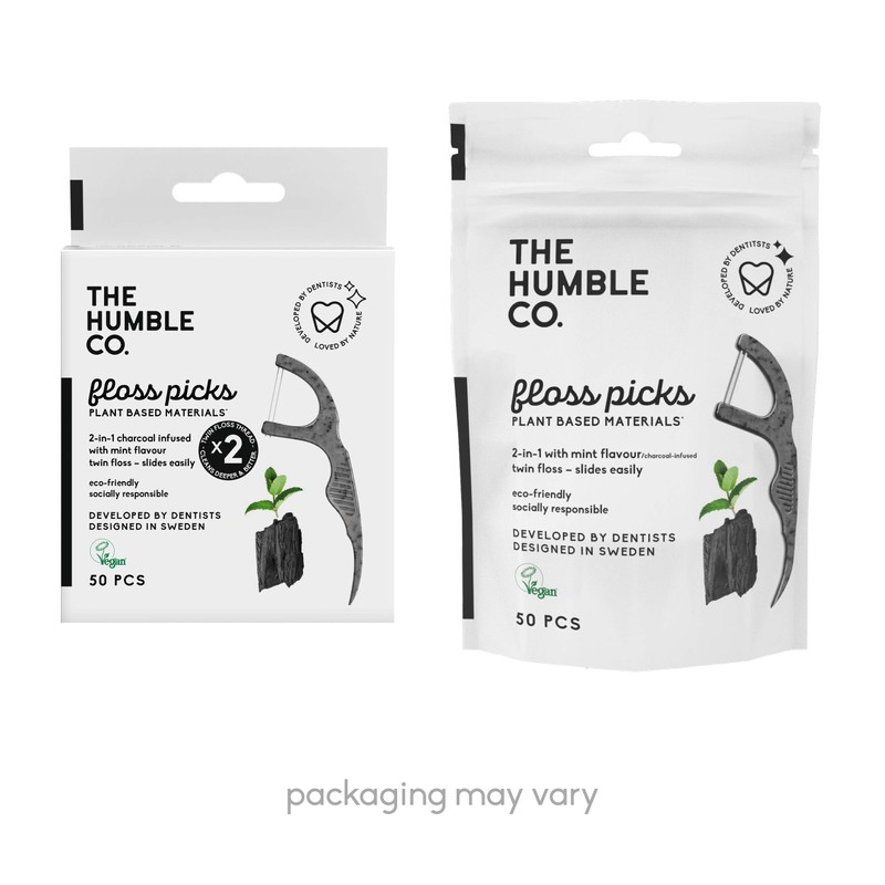 The Humble Co. Plant Based Floss Picks | Charcoal |
