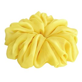 38 Colors Available, Big Scrunchies for Hair, Soft Cheer Chiffon large Ponytail Holder, Cute Birthday Gift for Women Girl Teen, Holiday Accessory (Lemon Yellow)