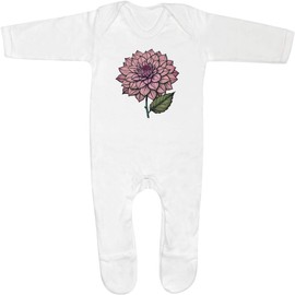 Azeeda 3-6 Month 'Dahlia Flower ' Baby Romper Jumpsuit/Sleep Suit (SS00087124) White