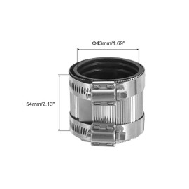 QUARKZMAN Flexible Pipe Coupling 43 mm Pipe Connector with Stainless Steel Hose Clamps Stainless Steel Pipe Repair Clamp for Plastic and Metal Pipes