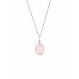 Elli Necklace Women Pendant Basic Elegant Round with Rose Quartz in 925 Sterling Silver