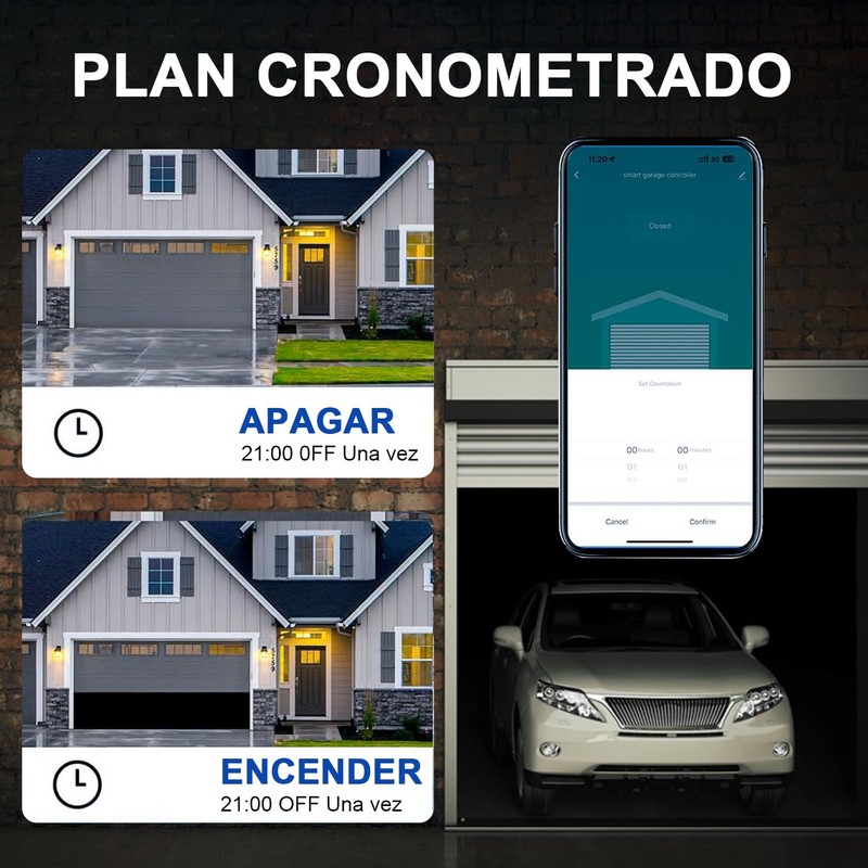 Smart WiFi Abridor de Puerta de Garaje Remoto, Wireless Voice