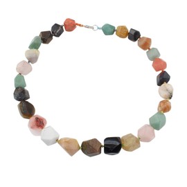 Treasure Bay Chunky Statement Natural Gemstone Beaded Necklace for Women, Women's Handmade Necklace (MultiColour Gems)