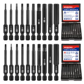 WORKPRO 20pcs Hex Head Allen Wrench Drill Bit Set, CNC Machined S2 Steel Magnetic Metric and SAE Hex Bits Set, 1/4 Inch Square Shank Driver Bits, 2.3" Long Screwdriver Bits Set With Storage box