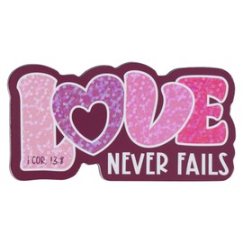 Christian Art Gifts Inspirational Refrigerator Scripture Magnet for Women and Girls with Bible Verse: Love Never Fails - 1 Corinthians 13:8 Love Shaped, Home & Kitchen Decorations, Size 3" x 1.6"