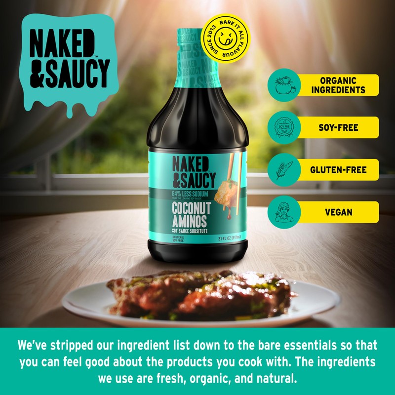 Naked & Saucy Low Sodium Coconut Aminos, Soy Sauce Substitute,