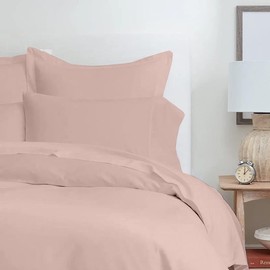 CharlottelyHues 1 Piece Duvet Cover- 1000 Thread Count 100% Egyptian Cotton Breathable, Soft Duvet Cover Set with Zipper & Corner Ties Quilt Cover Sateen Weave Durable Duvet - Queen (Blush)