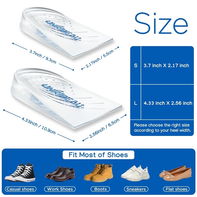 Unribeau 2 Layers Adjustable Supination & Pronation Correction Heel Insoles,Self-Adhesive