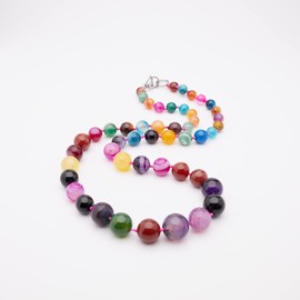 Treasure Bay Beautiful 8-16mm Natural Gemstone Beaded Necklace For Women (Multicolour)