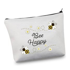 Honey Bee Makeup Bag with Zipper Bee Lover Gifts for Women Bee Happy Cosmetic Bag
