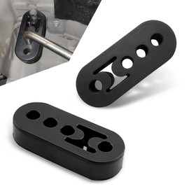 Neferta 2 PCS Car 4-hole Exhaust Pipe Hook, High-density Rubber Insulation Shock-absorbing Bushing Muffler Hanger, Non-destructive Installation Exhaust Bracket Accessories, for Most Cars (Black)