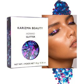 KARIZMA Mermaid Glitter. 10g Chunky Face Glitter, Hair Glitter, Eye Glitter and Body Glitter for Women. Rave Glitter, Festival Accessories, Cosmetic Glitter Makeup. Loose Glitter Set