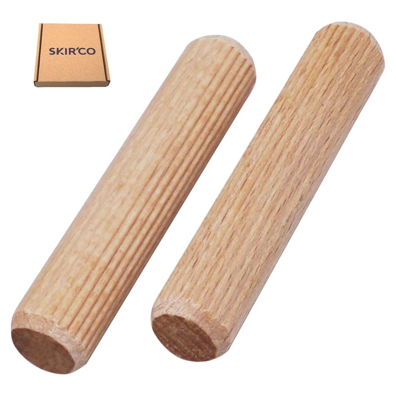 SKIR'CO (100 pcs) Wooden Dowels 6 x 20 mm, Grooved