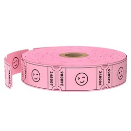 Methdic 1000 Smile Raffle Tickets Pink, Single Roll, Ticket for Events, Entry, Class Reward, Fundraiser & Prizes