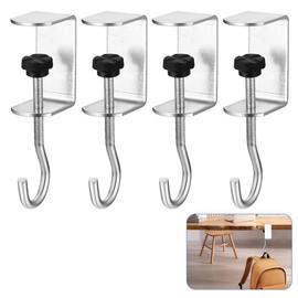 WYAN 4Pcs Handbag Holder Table Hook, Folding Handbag Hanger, Purse Hooks for Table, for Table, desks, Living Room, Office or Restaurants(Silver)
