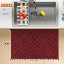 JEEDOVIA Kitchen Rugs and Mats for Floor, Red Kitchen Runner Rug Christmas Kitchen Rug Non Skid Absorbent Resist Dirt Washable Standing Floor Mat for Entryway,Hallway, Front of Sink, 20"x31.5"