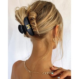 WELROG Alphabet Letter Hair Claw Clips - Acrylic Hair Clips for Women,Black Non-Slip Hair Clips