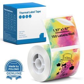 Thermal Labels for POLONO PM220S Label Maker, 2 inch (50mm) Thermal Label, Waterproof, Multi-Purpose Label Tape, 1 Roll of 150 Self-Adhesive Thermal Paper Gradient Color