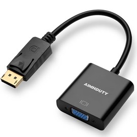 AIMHDUTY Displayport to VGA Adapter, Gold Plated DP Male to VGA Female Converter comptiable with Computer, Desktop, Laptop, PC, Monitor, Projector, HDTV