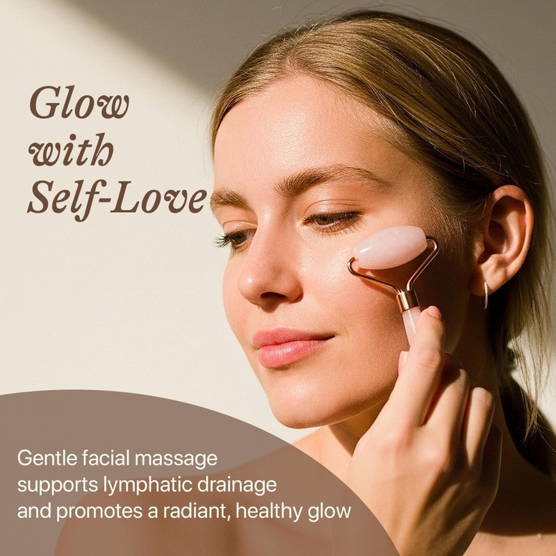 5-teiliges Gesichtsbürsten-Set mit Lymphdrainage, trockene Bürste mit Naturborsten, Roller und
