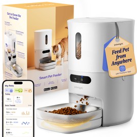 PAWSYNC Automatic Cat Feeder,WiFi Smart Scale Tracks Pet's Food Intake, App Remote Feeding, 3.6L Timed Food Dispenser for Cats and Dogs, Up to 10 Meals Per Day, Stainless Steel Bowl, Dual Power Supply