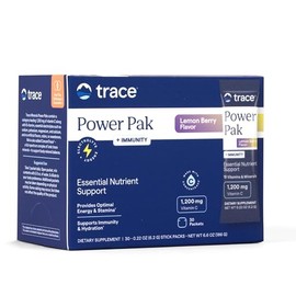Trace Minerals Power Pak Immunity - Multivitamin and Multimineral Packets - Electrolyte Support - 1200 mg Vitamin C Plus 70 Lemon Berry Flavor - 30 Pa