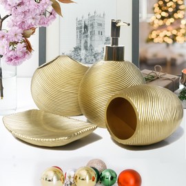 LUANT Bathroom Accessories Set Including Cup, Toothbrush Holders, Soap Dishes and Soap Dispenser, Gold