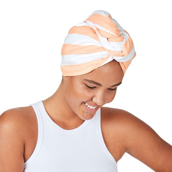 Dock & Bay Turban Hair Towel - for Home & The Beach - Super Absorbent, Quick Dry - Positano Peach, One Size