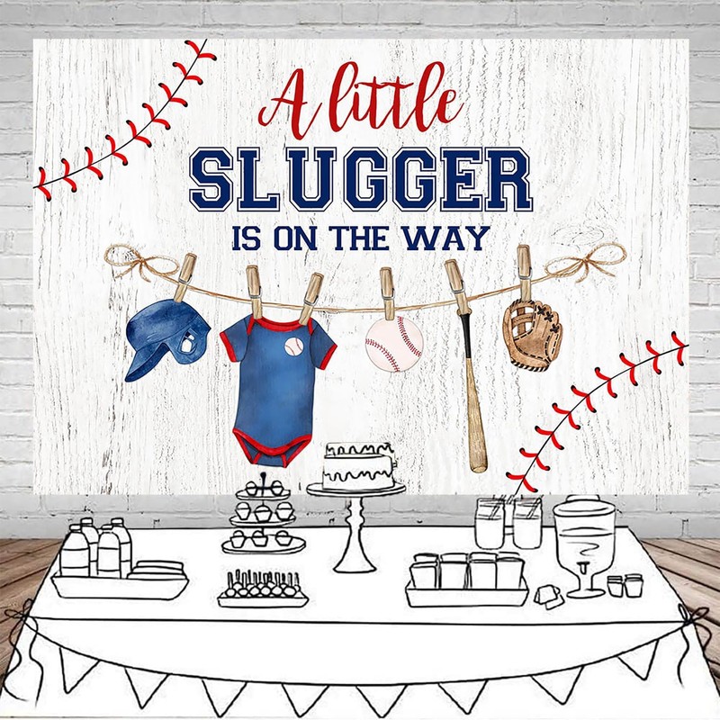 Mocsicka Baseball Shower Backdrop for Boys Sports Party Decoration -