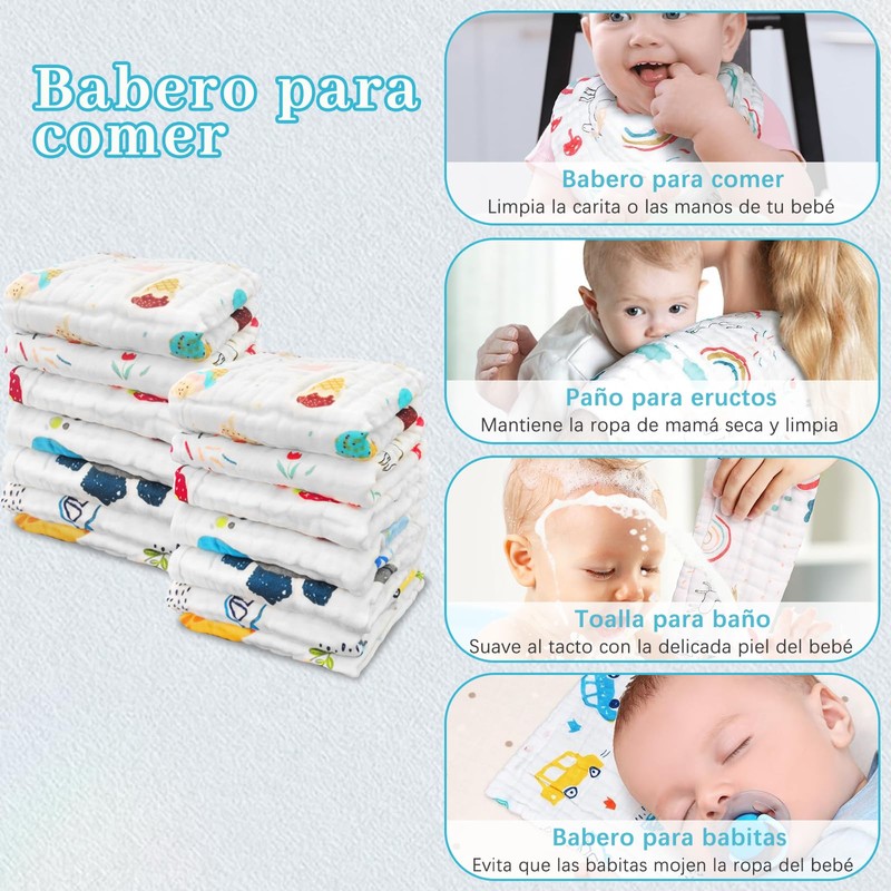 Janety Paños de Muselinas para Bebé, Set de 14 Toallitas