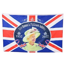 Toyland® 5ft x 3ft (150cm x 91cm) Queens Platinum Jubilee Union Jack Flag With Her Majesty The Queen - British Decorations (BANNER)