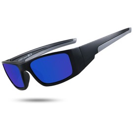 LYZOIT Polarized Sports Sunglasses for Men Women Wrap Around Unbreakable Frame Driving Fishing Cycling Running UV400 Protection Mirrored Blue