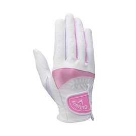 Callaway Glove SOLAIRE DUAL WMS WHT/PNK 20 25 (20 cm), For Both Hands, White/Pink, Women's