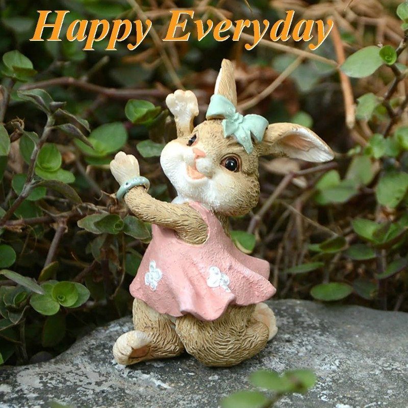 Gemmia Miniature Fairy Garden Rabbit Statues- Mini Schoolbag Rabbit(See Size)