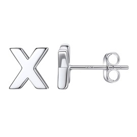 925 Sterling Silver Letter Earrings x Dainty Minimalist Jewelry Alphabet Monogram Initial Stud Earrings for Sensitive Ears women Christmas Birthday Gifts