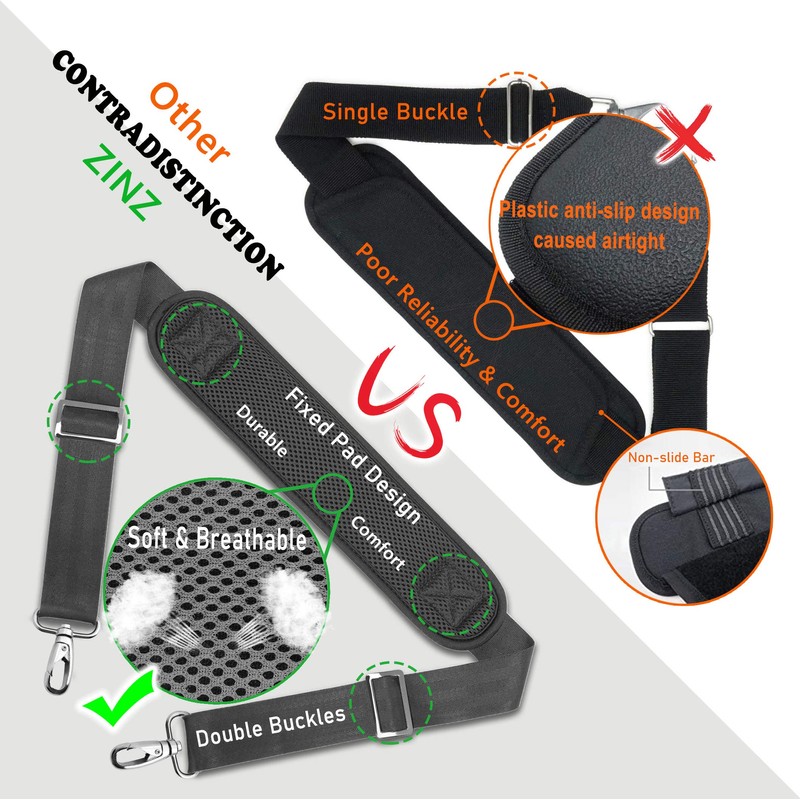 Shoulder Strap, ZINZ 57" Padded Adjustable Shoulder Bag Straps Replacement