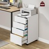 BOTLOG 4-Drawer Chest, Wood Storage Cabinet with Wheels, Rolling Pedestal