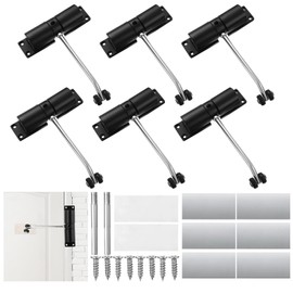 JaGely 6 Pcs Automatic Door Closer Safety Spring Closer Convert Hinged Doors to Self Closing, Easy Install Auto Closer for Home (Matte Black)