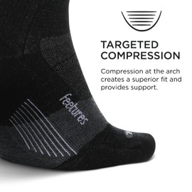 Feetures Merino 10 Ultra Light Quarter Sock Stripe (1 Pair) X-Large, Charcoal