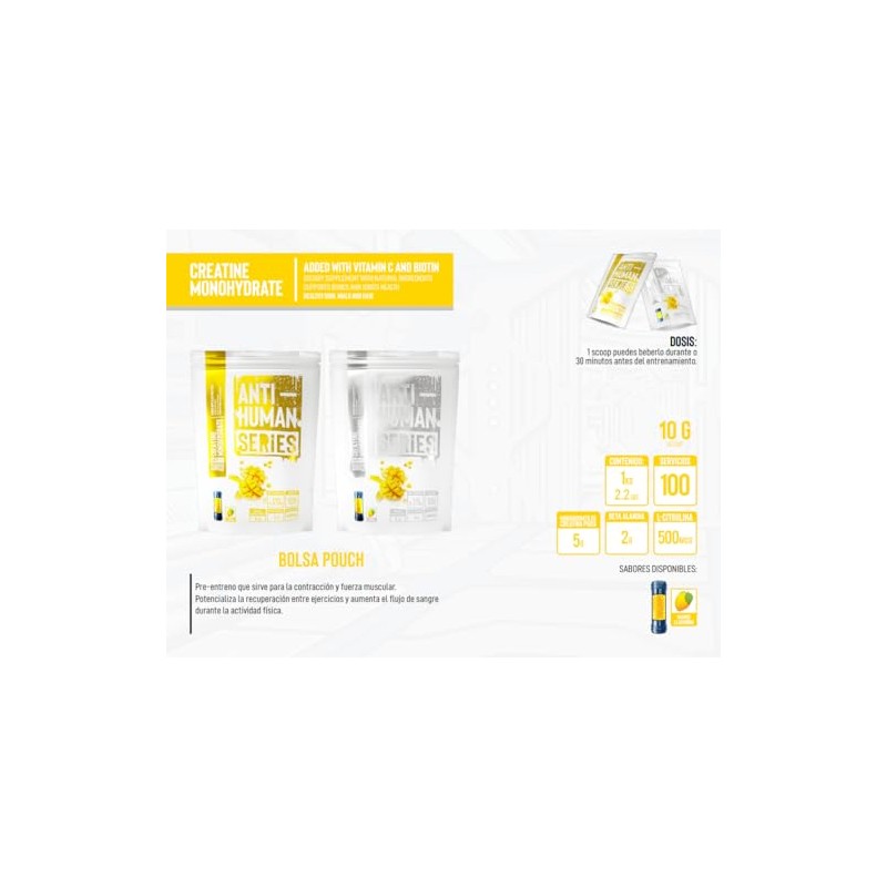 Antihuman Series Creatine Monohydrate Suplemento Alimenticio Polvo Beta Alanina Citrulina