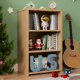 HDDDZSW Book Shelf, 3 Cubes Storage Organizer, 3-Tier Open Shelf Wooden Bookcase, Freestanding Wooden Color Bookshelf Cube Shelf for Bedroom, Living Room, Home Office