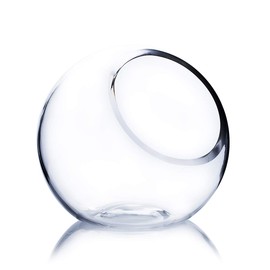 WGV 6" Clear Glass Vase Slant Cut Tilted Bubble Bowl, Plant Terrarium, Floral Arrangement, Wedding Center Piece, Home Décor, Flower Container