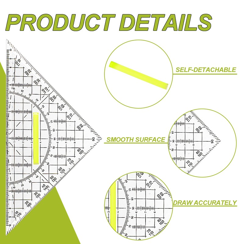 Set Square Set with Handle, Plastic Set Square 20 cm,