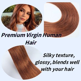Auburn Tape in Hair Extensions Human Hair Straight Seamless Remy Human Hair Extensions Mini Tape in