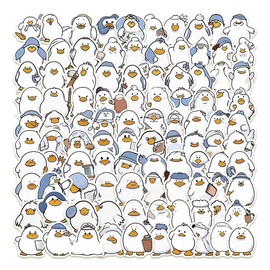 Small Size Cute Duck Stickers, 100PCS Funny Sketch Duck Sticker Pack for Cell Phones Water Bottles Laptops, Vinyl Waterproof Funny Animal Decals for Teenagers Boys Adults