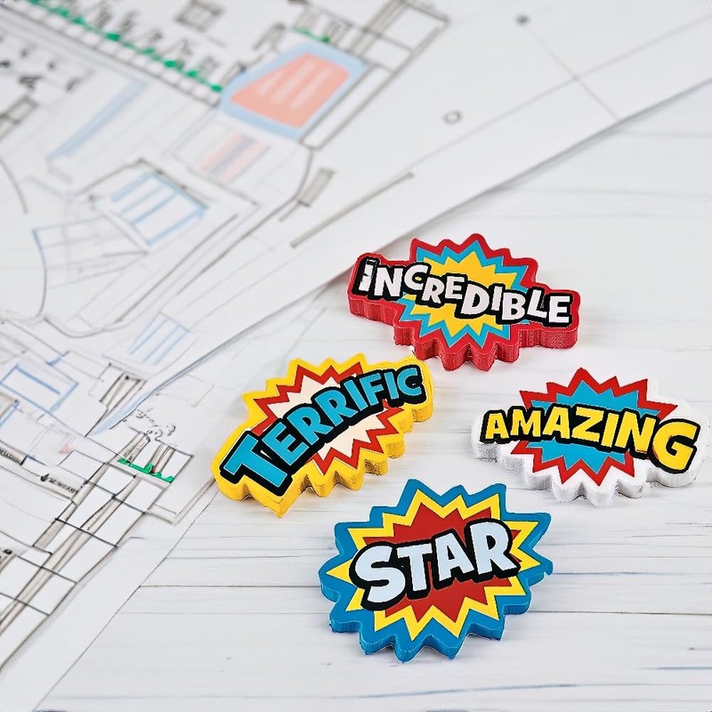 Superhero Erasers - 24 Pieces - Educational and Learning Activities