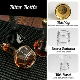 USEAMIE Bitters Bottle Set of 3, Glass Dasher Bottle 1.7oz, Decorative Professional Bar Tool for Cocktail Great for Bartender Home Bar Restaurant with Alloy Cap