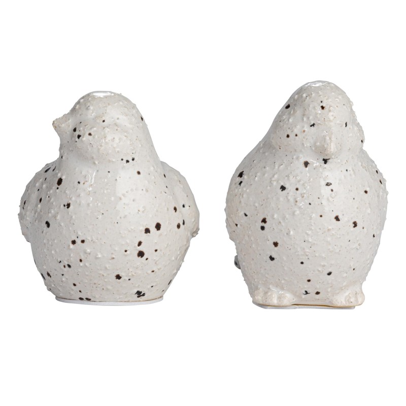 Creative Co-Op Stoneware Bird Accent Decor with Dots, White, Set