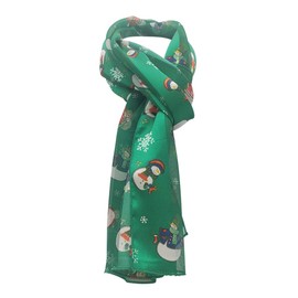 Rosemarie & Jubalee Women's Christmas Holiday Fun Snowman Print Lightweight Fashion Scarf, 60" (Red)