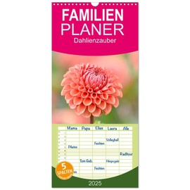 Family Planner 2025 - Dahlia Magic with 5 Columns (Wall Calendar, 21 cm x 45 cm) CALVENDO